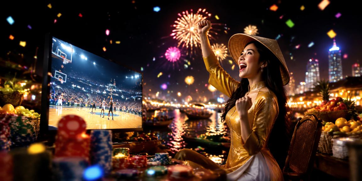 Người xem bóng rổ tại lễ hội vùng Mekong sử dụng điện thoại để theo dõi cá cược