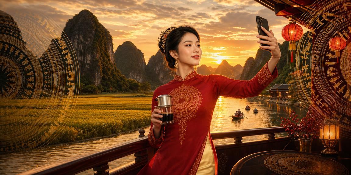 Người dùng tại Ninh Bình uống cà phê và xem kèo thể thao trực tuyến trên điện thoại